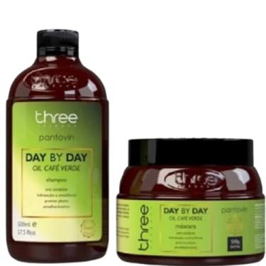 Imagem de Kit Shampoo Mascara Café Verde Pantovin Day By Day 500ml - Three Therapy (kit completo)
