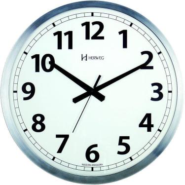 Imagem de Relógio Com Tic-tac Parede 40cm Branco Alumínio Herweg 6713