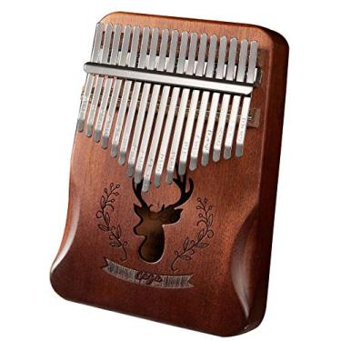 Imagem de Kalimba Piano de polegar de 17 teclas para iniciantes, um instrumento para amantes de música de Marimba, com martelo de afinação (mogno) 18 cm x 13 cm café gradiente
