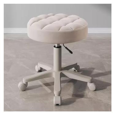 Imagem de PHLEPS Banqueta com rodinhas para trabalho, salão de tatuagem médica, escritório, cadeira giratória de 360 °, banco de esteticista, resistente, com rodas, cadeira hidráulica ajustável em altura (cor: