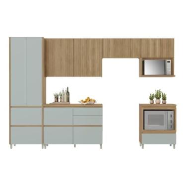 Imagem de Cozinha Completa 100% Mdf 6 Peças Nesher Rainha Marrom Verde