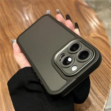 Imagem de 2 em 1 Contraste Color Armor Bumper Camera Protection Phone Case Para iPhone 11 12 13 14 15 Pro Max Matte Silicone Shockroof Cover, T4, Para iPhone 13