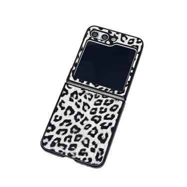 Imagem de Peachy Life Capa para Samsung Galaxy Z Flip 5, Capa protetora de PC para mulheres e meninas, estampa de leopardo, estampa animal, compatível com Samsung Galaxy Z Flip 5 (leopardo branco)