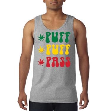 Imagem de Regata Puff Puff Pass 420 Weed Lover Pot Leaf Smoking Marijuana Legalize Cannabis Funny High Pothead Camiseta masculina, Cinza, 3G