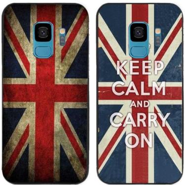 Imagem de 2 peças Keep Calm Carry On Retro Bandeira do Reino Unido impressa TPU gel silicone capa de telefone traseira para Samsung Galaxy (Galaxy S9)
