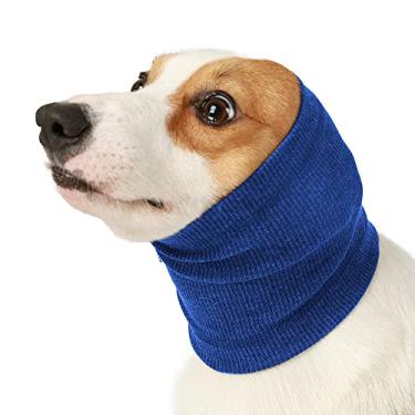Imagem de Leconpet Orelhas silenciosas para cães, chapéus, protetores de orelha de cachorro, faixa de cabeça, proteção de ouvido para cães, capuz calmante para animais de estimação (grande, azul alto elástico)