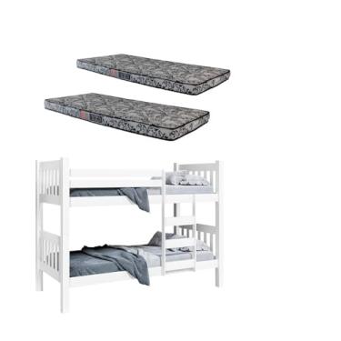 Imagem de Beliche Caribe Gabrielli 100% Mdf Com Escada - Vira 2 Camas Solteiro + 2 Colchões Solteiro D23