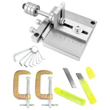 Imagem de QWORK Ferramenta de corte de pulseira de couro resistente, máquina de corte de cinto de couro de placa de liga de alumínio 7075, largura máxima de corte de 60 mm, para couro grosso e duro - com 10