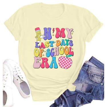 Imagem de hohololo Camiseta feminina divertida Last Day of School para o Dia do Professor, presente de formatura, Creme, GG