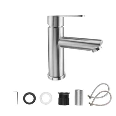 Imagem de Torneira preta fosca para pia de banheiro, filtro substituível, misturador de água fria, moderno, alça única, torneiras de saída, escovado 1