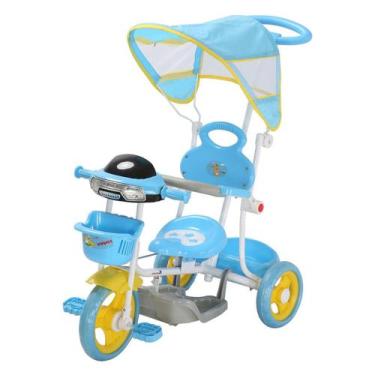Imagem de Motoca Passeio Triciclo Infantil Com Capota E Haste Azul - Bw003 - Imp