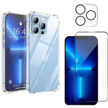 Imagem de Capa Capinha Anti Impacto + Película Premium 9D Cerâmica + Película de Câmera Para iPhone 13 Pro Tela De 6,1 Polegadas - (Bluepink)