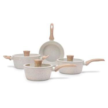 Imagem de Jogo de Panelas 4 Peças com Fundo de Indução Antiaderente Ceramic Life Sirius Brinox - Vanilla