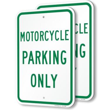 Imagem de SmartSign (Pacote com 2) Placa "Apenas estacionamento de motocicleta" de 45,7 x 30,5 cm, composto de alumínio de 120 mm de espessura (ACM), material reflexivo de grau de engenheiro, verde e branco