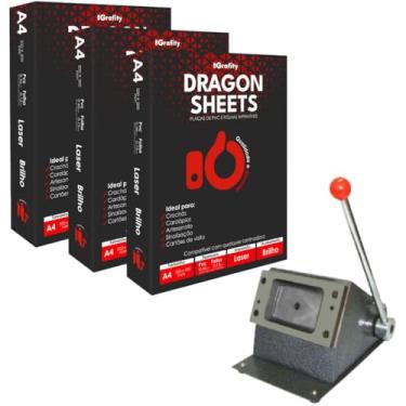 Imagem de Kit Cortador Cartão Pvc Crachá com 30 Placas PVC e 20 folhas á Laser A4