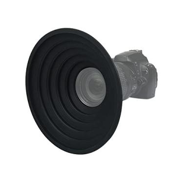 Imagem de DS. DISTINCTIVE STYLE Para-sol de borracha antirreflexo reversível dobrável compatível com lentes de câmera Nikon/Canon/Pentax/Sony 70-90 mm