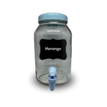 Imagem de Suqueira de Vidro, Capacidade 3 Litros, Tampa Plástica, Cores Variadas, Torneira Plástica, Lousa Adesiva, Giz