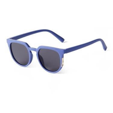 Imagem de JRLLFD Óculos de sol olho de gato azul vintage, lente feminina, decoração, rebites, armação redonda, masculino, óculos uv400, c5, tamanho único