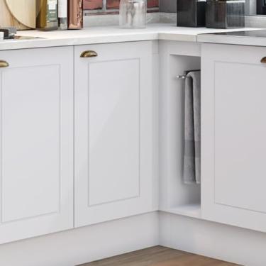 Imagem de Balcão Canto Reto com Tampo 1 Porta Emily Espresso Móveis Branco HP/Calcare