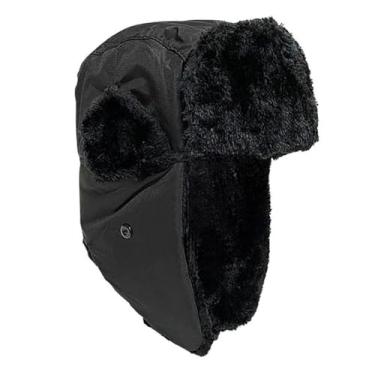 Imagem de Touca Ushanka Preta Gorro Chaves Russa Aviador Frio Lã Proteção Orelhas Aviador Inverno