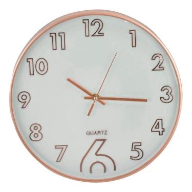 Imagem de Relógio Parede Cozinha Moderno Rosê Gold Grande 30x30cm