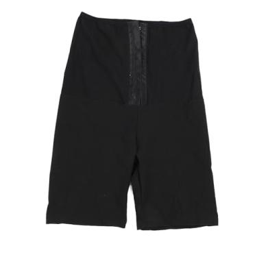 Imagem de Calças de Ioga de Cintura Alta de Couro PU, Calças Curtas de Suor de Sauna para Levantamento de Quadril, Abdominais, Flexíveis e de Suporte para Mulheres, Com Máximo Conforto (L)