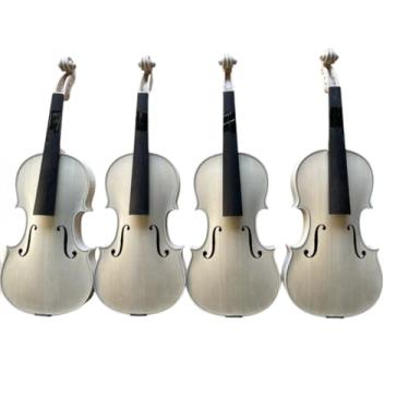 Imagem de YoungMonic 4/4 Violino profissional para iniciantes, modelo europeu, quatro cordas, feito à mão, sem verniz, fundo em bordo europeu flamejado, tampo em abeto, violino premium