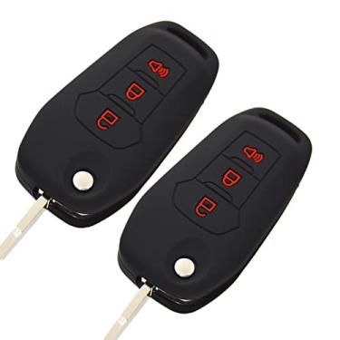 Imagem de Capa de chaveiro de silicone para Ford F150 F250 F350 F450 F550 Raptor Ranger Transit Fusion Bronco EcoSport Escape Explorer Expedition Lightning Maverick XLT (Flip Key)