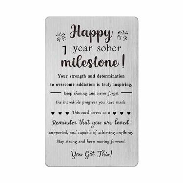 Imagem de TGCNQ Cartão de sobriedade para presente de 1 ano – Presentes de recuperação de dependência para homens e mulheres – Cartão de presente de aniversário sóbrio de 1 ano com gravação