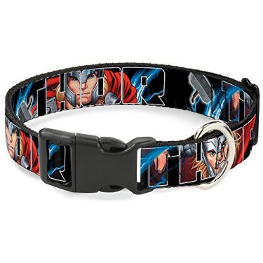 Imagem de Buckle-Down Coleira com clipe de plástico – Poses THOR – Martelo – 2,5 cm de largura – Serve para pescoço de 23 a 38 cm – Pequena