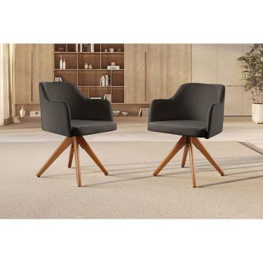 Imagem de Kit com 2 Poltronas Giratória Eros para Sala de Estar Preto