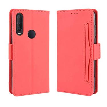 Imagem de Capa com compartimento para cartão para Alcatel 1V 2020, capa flip carteira de couro para Alcatel 1V 2020, capa magnética retrô para celular, capa carteira com compartimentos para cartões