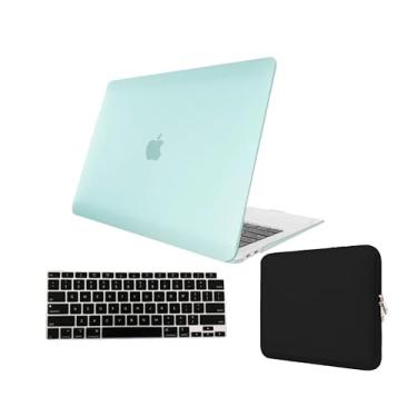 Imagem de Kit Case Para Macbook NEW PRO 14 A2442 A2779 A2918 A2992 CHIP M1 M2 M3 Fabricação a partir de 2021 + Película de Teclado + Capa Neoprene (Verde Água Fosco)