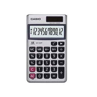 Imagem de Calculadora de Bolso com Visor 12 Dígitos, Casio SX-320P, Prata