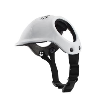 Imagem de Vaveren Capacete para animais de estimação, capacete para cães e gatos, portátil, com furos para orelhas, confortável, capacete rígido para cães, pug, bichon, Branco
