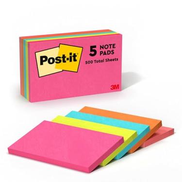 Imagem de Post-it Notas, 7,6 cm x 12,7 cm, 5 blocos de notas adesivas, 100 folhas por bloco, coleção Poptimistic, material escolar e produtos de escritório, o Post-it Note original