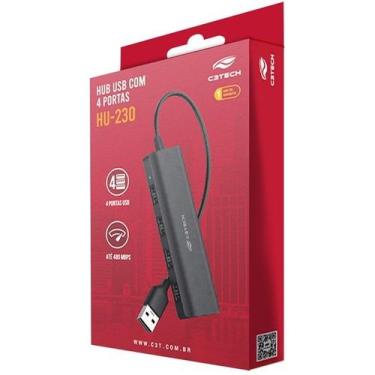 Imagem de Hub USB 2.0 4 Portas HU-230BK C3 TECH - C3TECH