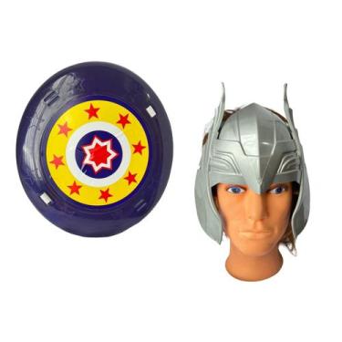Imagem de Kit Defensor Medieval c/ Escudo e Máscara Prata Brinquedo - Le plastic