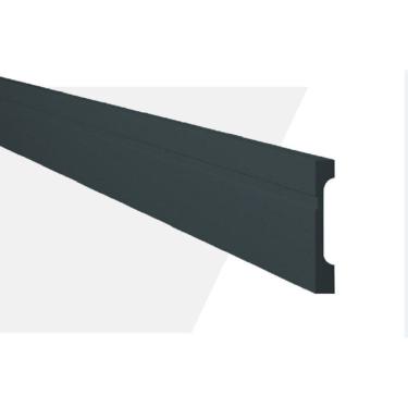 Imagem de Kit com 5 Barras Rodapé de Poliestireno com Friso Mf7 18mm X 244cm X 7cm 12m Preto