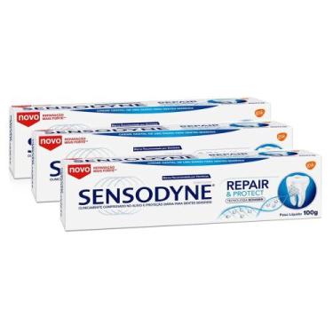 Imagem de Kit 3X 100g Creme Dental Sensodyne Repair & Protect para Dentes Sensív
