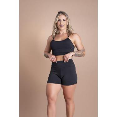 Imagem de Conjunto Short Fitness Feminino Liso Academia Treino E Top Cropped Alc