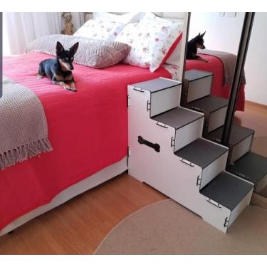 Imagem de - Escada Pet Para Cachorros E Gatos Em Mdf Com 4 Degraus 70 Cm - Artes