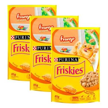 Imagem de Kit 3 Ração Úmida para Gato Friskies Adulto Sabor Frango ao Molho em S