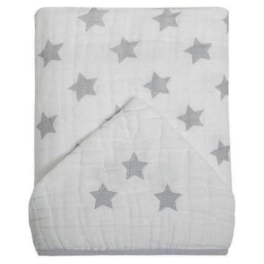 Imagem de Toalha banho bebê 100 % algodão papi 1920 soft 80x80, Star Cinza