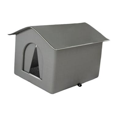 Imagem de IEUDNS Stray Cat Shelter Cat House para gatos ao ar livre Pet Supplies Cama para cães à prova d'água e quente Cama para cães à prova de intempéries Tenda, Gray L