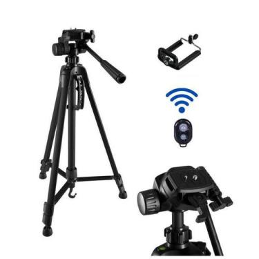 Imagem de Kit Tripé Profissional Para Camêra + Suporte Cel E Controle - Weifeng 