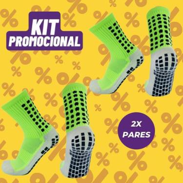 Imagem de Meia Antiderrapante Kit 2 Pares Futebol Esportivo Profissional Meião T