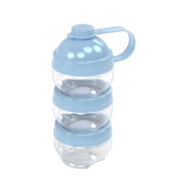 Imagem de Dosador Leite Em Pó Gire E Trave 3 Potes Azul perolizado 465 Ml - Plas