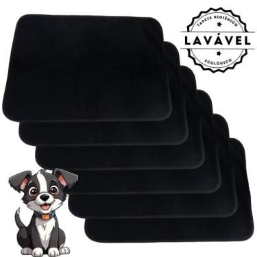 Imagem de Kit com 6 Fraldas de Câes p/Chão 70x50 Preto 200 Lavagens - Alta Absor