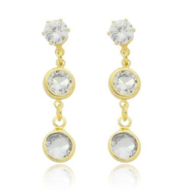Imagem de Brinco Cascata de Zircônia Folheado Ouro 18k Antialérgico - MIXFOLHEAD